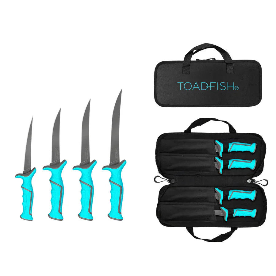 Toadfish Fixed Filet Knife Set - 4 Knives - 5, 6, 7 8 Fixed Knives