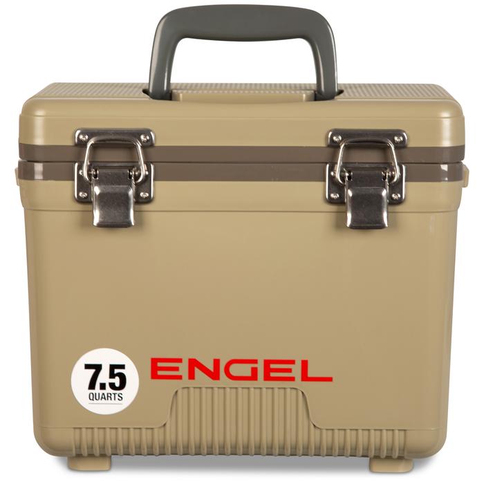 Engel 7.5 Qt. Cooler/Drybox with Shoulder Strap and Hanging Tray- Tan