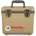 Engel 7.5 Qt. Cooler/Drybox with Shoulder Strap and Hanging Tray- Tan